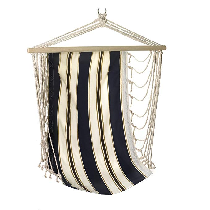 Gifts & Decor Navy Striped Blue and White Cotton Hammock Chair