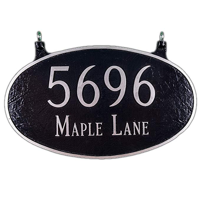 Montague Metal Products 2-Sided Hanging Large Oval Address Plaque, 10.5 by 18-Inch