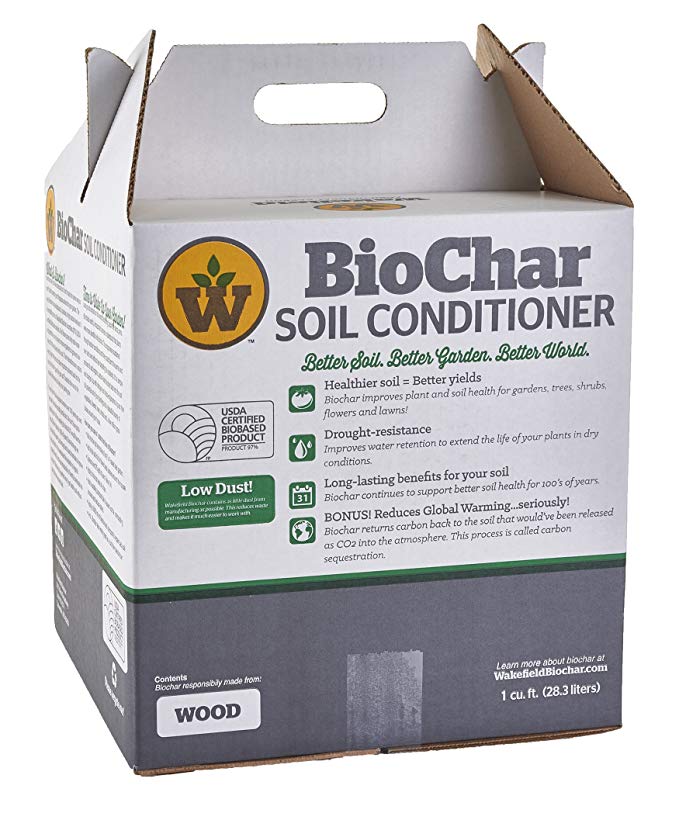 Wakefield Biochar Soil Conditioner - Premium - 1 Cu/Ft Box (7.5 Gallons) - 100% Biochar - USDA Certified