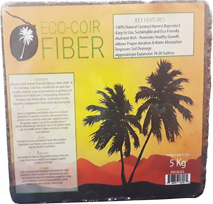 ECO-COIR Compressed Coco Fiber Peat 11-Pound Block, Medium