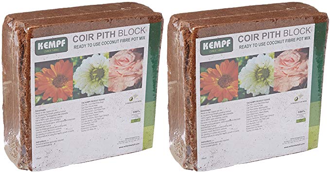 Kempf Compressed Coco Fiber Growing Potting Mix 10-Pound Block, Medium (2-Pack)