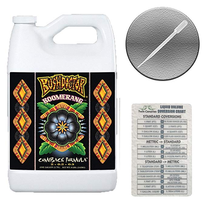 FOXFARM NUTRIENTS BUSHDOCTOR BOOMERANG FERTILIZER + Twin Canaries Chart & PIPETTE - 1 GAL GALLON