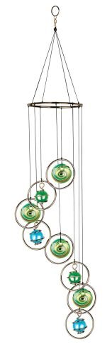 Red Carpet Studios Venetian Glass Spiral Tunes Wind Catcher, 32-Inch Long, Circle