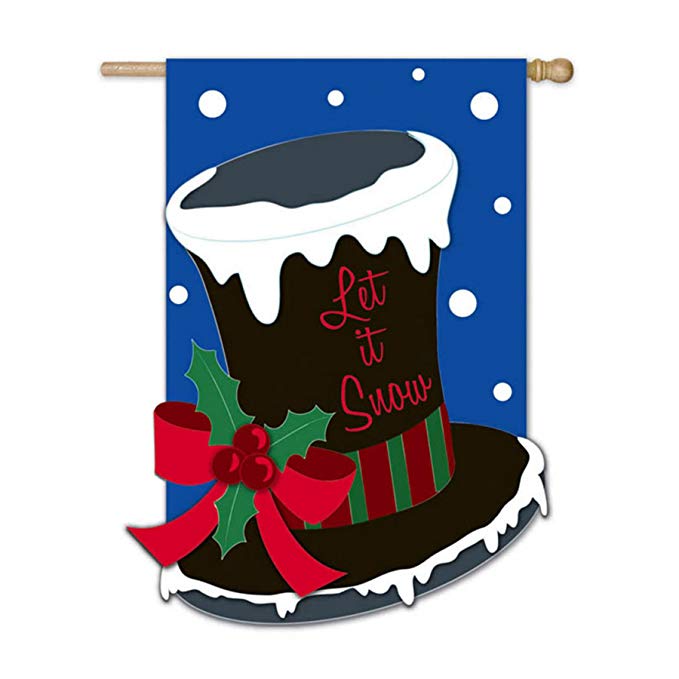 US Flag Store Christmas Banner Flag, Let it Snow Top Hat