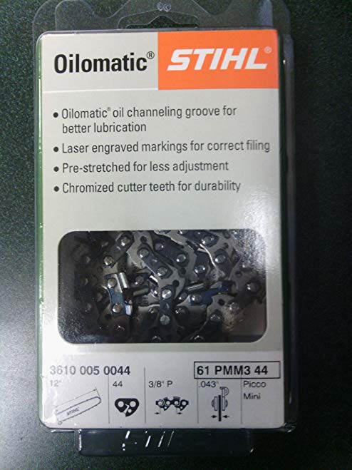 STIHL 61PMMC3-44 Oilomatic Picco Micro Mini Comfort 12-Inch Saw Chain, 3/8-Inch Pitch, .043-Inch Gauge, 44 Drive Lengths