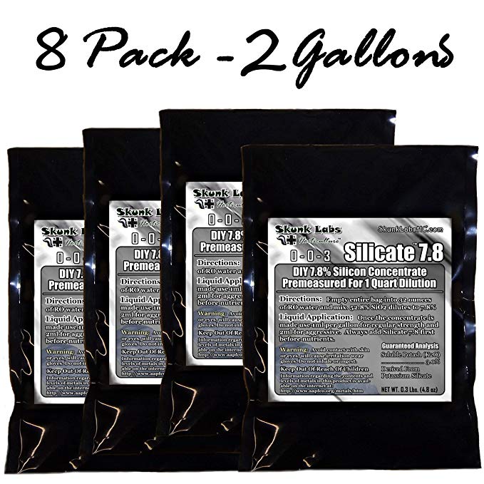 Skunk Labs Horticulture Silicate 7.8 Soluble Silica Supplement For Plants - 8 Pack Best Value Makes 2 gal. 7.8% Concentrate