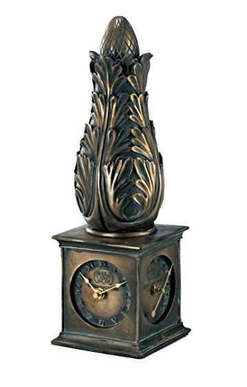 Hen-Feathers 11215HCTB 15-Inch High by 5-1/4-Inch Wide by 5-1/4-Inch Deep Finial Clock and Thermometer