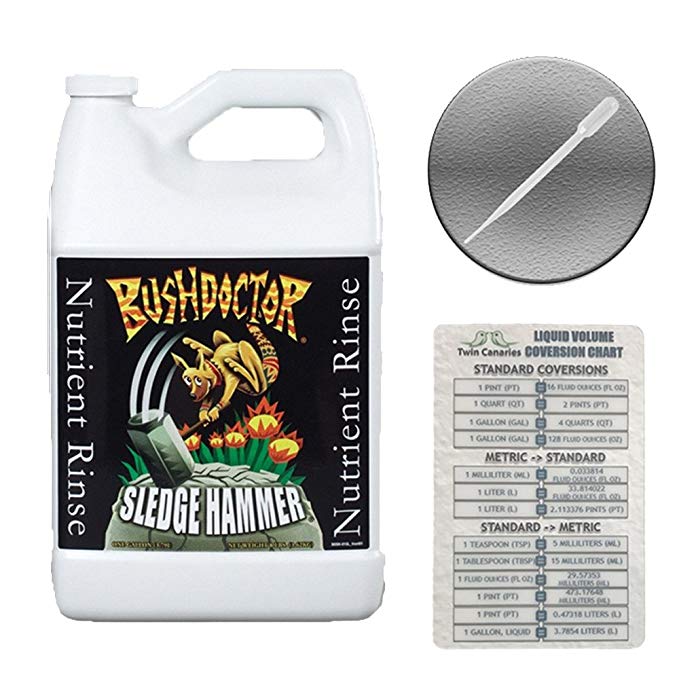 FOXFARM NUTRIENTS BUSHDOCTOR SLEDGEHAMMER + Twin Canaries Chart & PIPETTE - 1 GAL GALLON