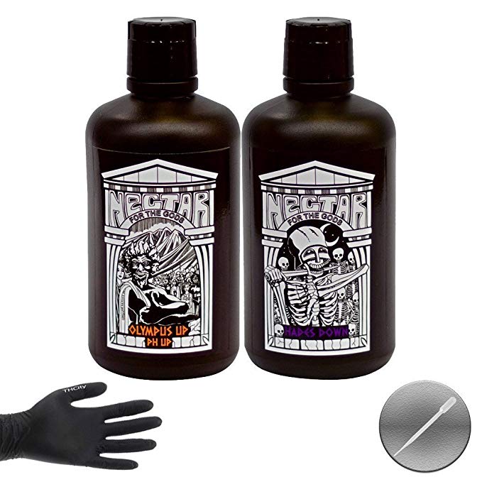 Nectar for the Gods Hades Down & Olympus pH Up + THCity Gloves & Pipette - 1 Quart Each