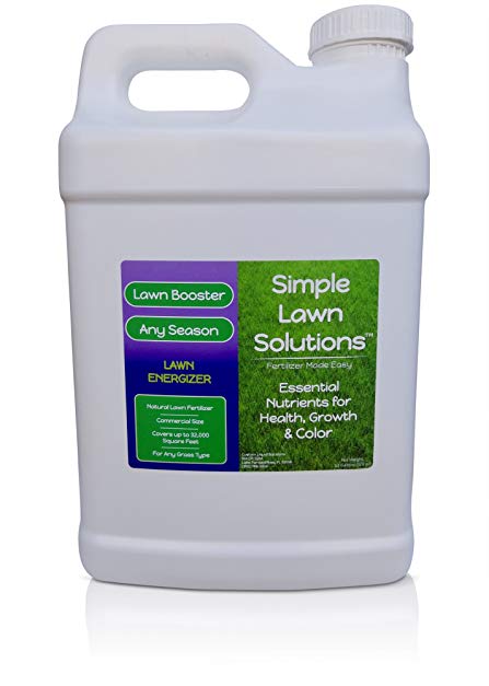 Commercial Grade Lawn Energizer- Grass Micronutrient Booster w/Nitrogen- Natural Liquid Turf Spray Concentrated Fertilizer- Any Grass Type, All Year- Simple Lawn Solutions (2.5 Gallons)