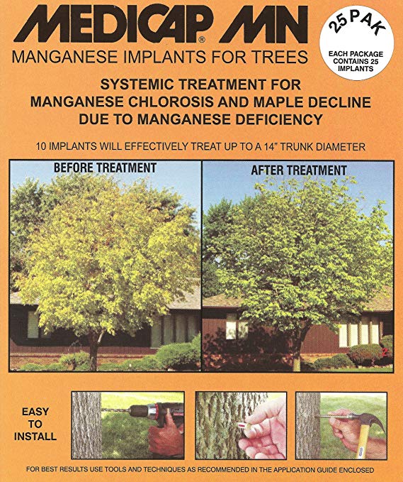 Medicap 25-Pack MN Systemic Manganese Tree Implants for Control of Manganese Chlorosis, 3/8-Inch