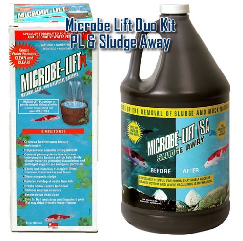 Microbe Lift PL 10PLQ 32oz Microbe Lift Pond Sludge Away Gallon Combo Pack